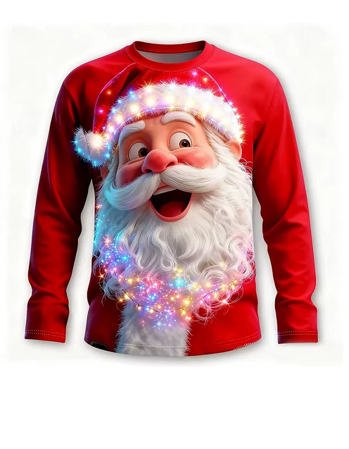 HISDERN Kerstshirts voor Mannen Lange Mouwen Kerstshirts Grappige