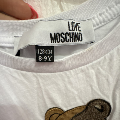 Love Moschino White Teddy Bear Logo Graphic Crew Neck T-Shirt Short Sleeve 8-9Y