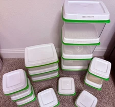 15 Rubbermaid Fresh Works Produce Saver Containers + Lids All Sizes Large Medium