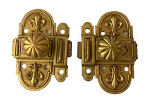 Coppia di 2 antiche serrature per ante scorrevoli francesi in ottone massiccio