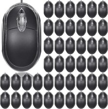 Xuhal 50 Pcs Black Wired USB 3 Button Computer Gaming Mouse Bulk New