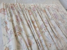 Vintage 52" St.Michael Window Curtains Jacobean Floral Retro Pattern + Tiebacks