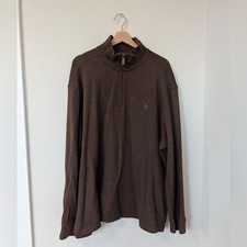 Polo Ralph Lauren Brown Mens Cotton Quarter Zip Pullover Sweater XXL