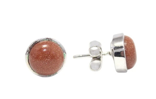 Stud Earrings 925 Sterling Silver Natural Sandstone Gem Stone Gif For Women
