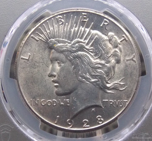 1928 "P" Peace SILVER Dollar $1 PCGS Unc Details #079 🗝️Uncirculated ECC&C, Inc