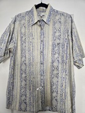 Vtg. Pierre Cardin Shirt Mens Large Geometric Short Sleeve Button Up 100 Cotton