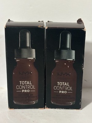 2x NYX Total Control Pro Drop Foundation TCPDF25 Deep Ebony .43 oz