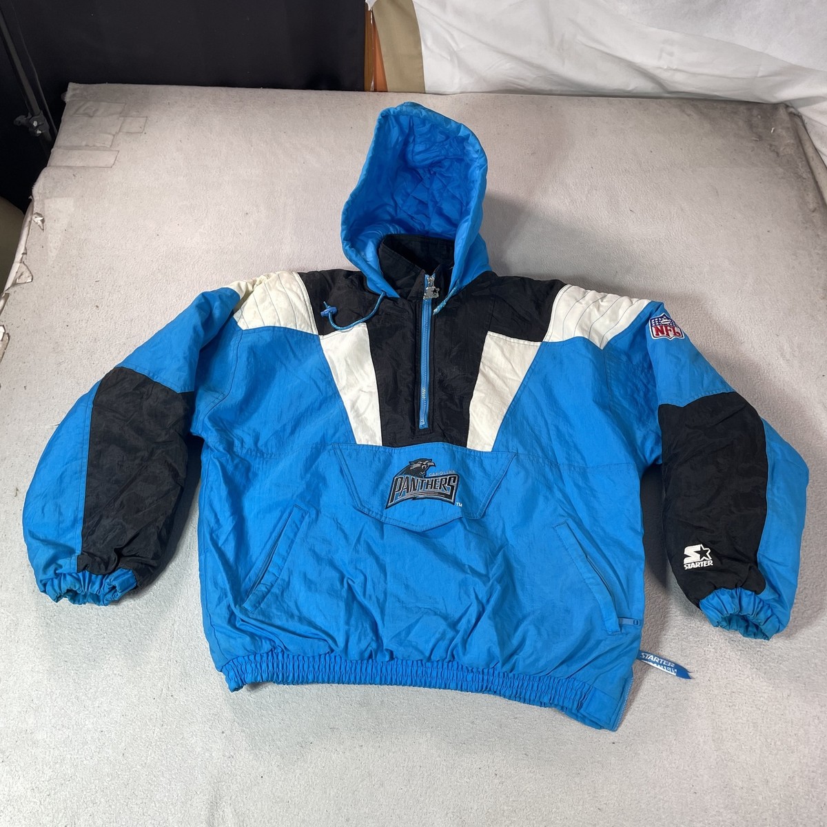 メンズ アウターNFL パンサーズ 刺繍 ダウンジャケット【M】 Vintage Carolina Panthers Jacket Mens L Blue Pro Line Starter