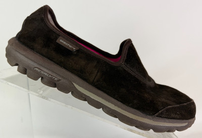 Sketchers 13511 Brown Suede Leather Go Walk Slip On Shoes Women Size 7.5