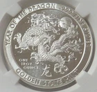 LUNAR YEAR OF THE DRAGON 1 OZ 999 FINE SILVER ART ROUND GOLDEN STATE MINT