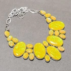 Yellow Australian Triplet Opal Gemstone Jewelry Statement Necklace 18" SR 4121