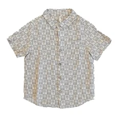 Rylee + Cru Palm Check Collared Short Sleeve Shirt Kids Size 6-7 Years