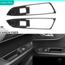 Real Carbon Fiber Rear Window Lift Switch Panel Cover For Chevrolet Blazer 19-25