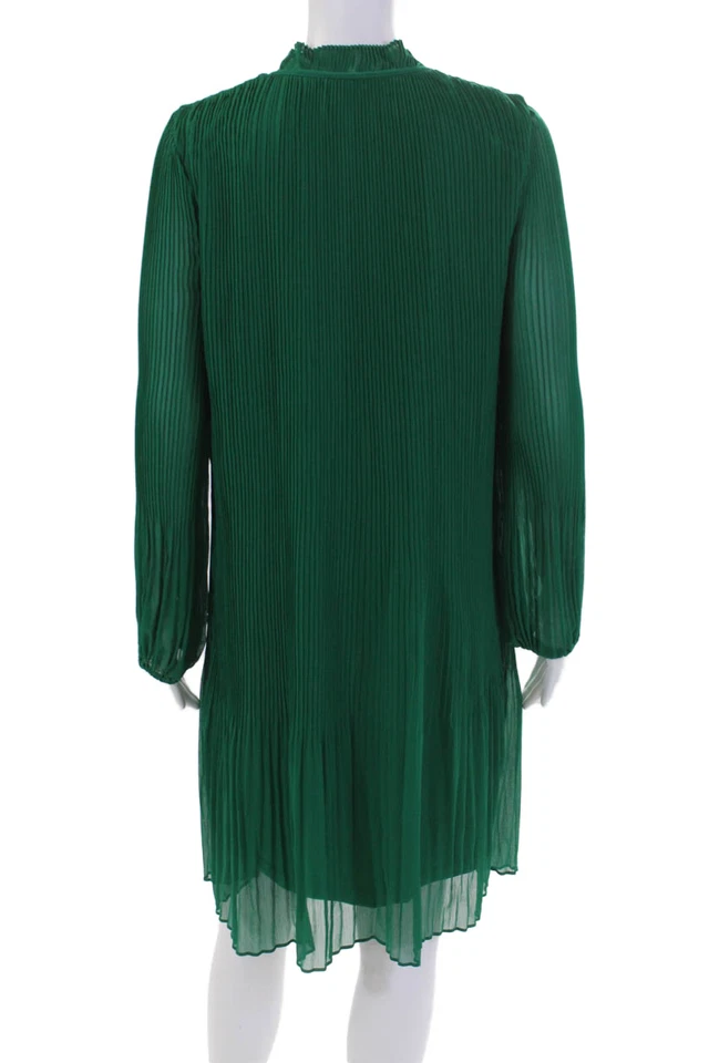 Vestido DKNY Mujer Acanalado Texturizado Acordeón Plisado Manga Larga Verde Talla 12 Foto 3 de 4