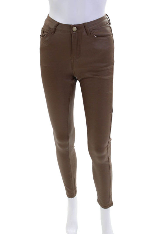 Molly Bracken Womens Skinny Zippered Mid-Rise Woven Pants Brown Size XS