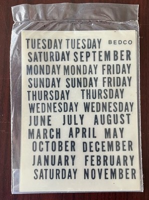 BEDCO DAY MONTH TRANSFER BLACK DECAL for Antique Clock Restoration CP129 NOS