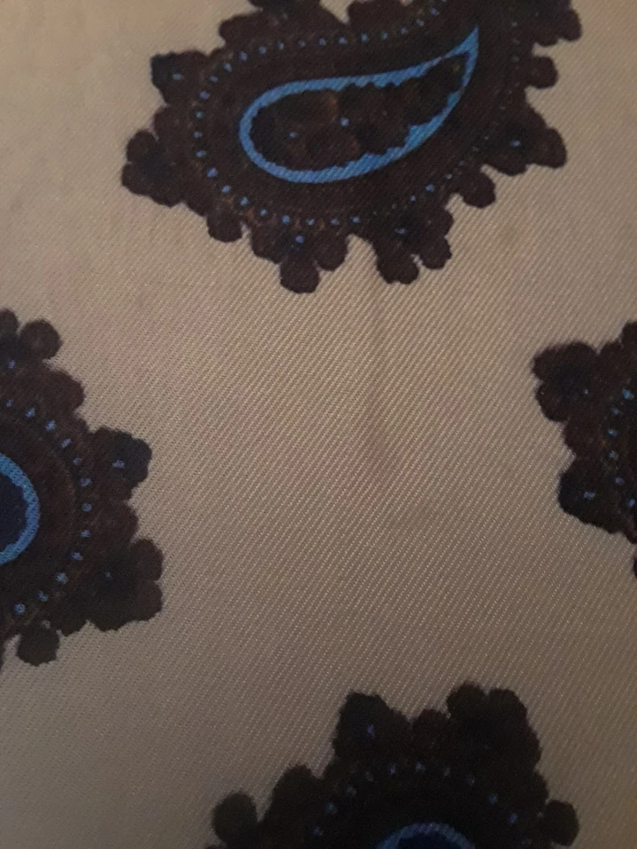 Ashear ручной свернутый золотой коричневый синий пейсли 100% шелк карман квадратный 18» Италия - Изображение 4 из 4