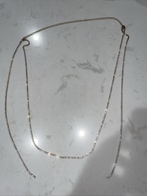 Gold Tone Rhinestone Lariat Y Necklace Double Strand Dainty Adjustable