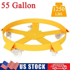 55 Gallon Drum Dolly 1250lbs Heavy Duty Steel Frame Trash Can Dolly w/ 5 Casters