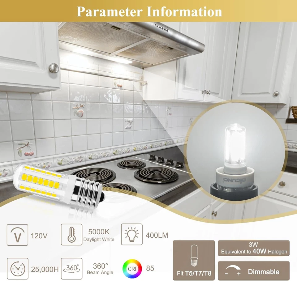 E17 LED Bulb Dimmable, Microwave Light Bulbs 8206232A, 125V 40W Incandescent Equ - Image 2 of 4