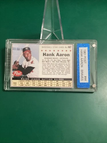 1961 Post Style Hank Aaron Variation Braves Blue Pro Mag Display