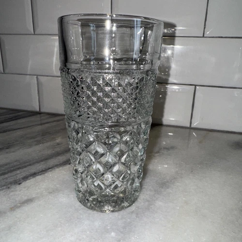 8 Anchor Hocking 10 oz Wexford Diamond Pattern Clear Glasses/Tumblers Vtg. 60's