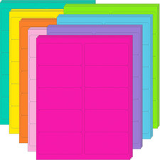 2" X 4" Colored Labels Stickers 8 Colors Bright Moving Labels 24 Sheets,240 Labe