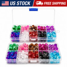 400PCS 8mm Glass Beads Kit for Jewelry Making Bracelets Crystal Spacer Beads
