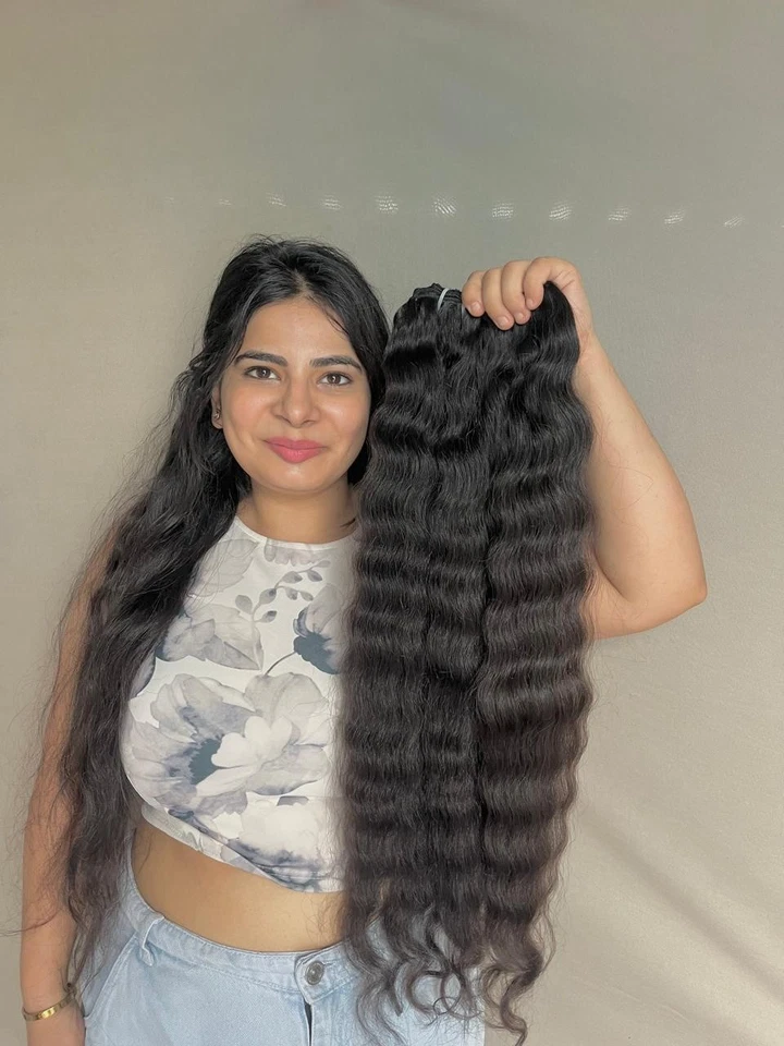 Индийские сырые натуральные кудрявые пучки человеческих волос — 100% необработанные — краситель до 613 - Изображение 2 из 4