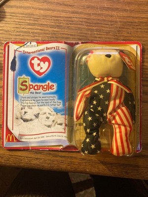 Spangle the Bear Ty Beanie International Bears II Major Error Discovery! Sealed