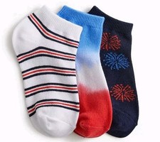 New Crewcuts Boys Small K8-k12 3 pk Fireworks Socks Red White And Blue