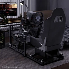 Hottoby Racing Simulator Cockpit Aluminum With Black Seat Fits For Thrustmaster