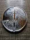 COWBOY INDIAN SPLIT COIN SILVER .999  1 OUNCE  SILVER .999 2 half ounce halves
