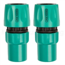 2 X HOSE PIPE FEMALE CONNECTOR PLASTIC QUICK FIX CLICK ON GOOD QUALITY GREEN JEM