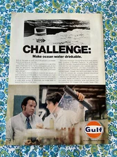 Vintage 1971 Gulf Oil Co.  Print Ad Challenge: Make Ocean Water Drinkable