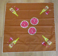 Vintage 7up Scarf Grapefruit Soda Pop Cocktail Pink Brown 30" Square Poly Crepe