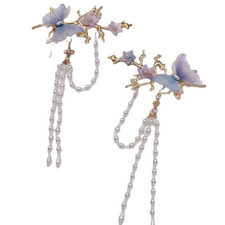 Chinesisch Klassischer Hanfu Haarnadel Butterfly Quasten Kanzashi Hochzeit Haar