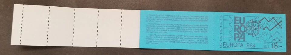 [SJ] Sweden 25th Anniv Of Europa CEPT 1984 Bridge (booklet) MNH - Image 3 of 4