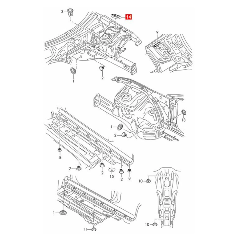Front Right Side Strut Tower Upper Bung Cover for Audi A4/5 B8 S4 S5 2009-15 - Image 3 of 4