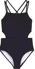 Girl's Size 16, Kanu Surf, Cut-Out 1-Piece Swimsuit, Black 9584 