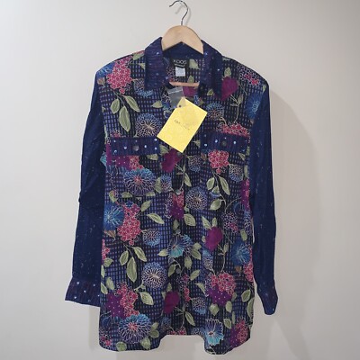 Vintage Shirt Granny Floral Womens Sz M Y2K Colorful Button Up Koos of Course!