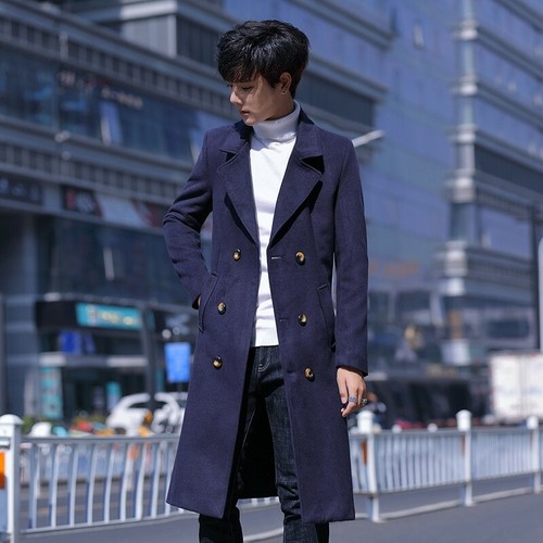 mens dark blue trench coat