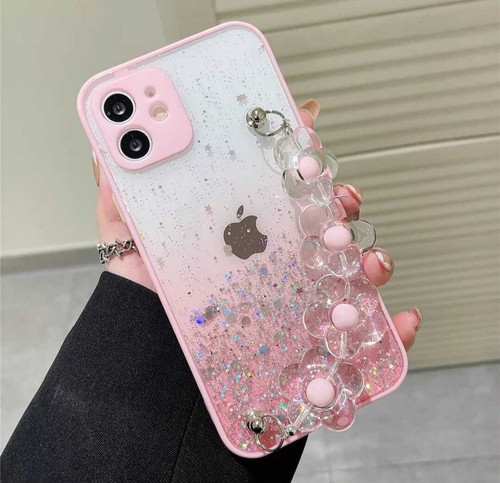 Glitter shockproof iphone Case 11 13 12 Pro 11 Pro Max SE 8 7+ with Wrist strap - Picture 15 of 19