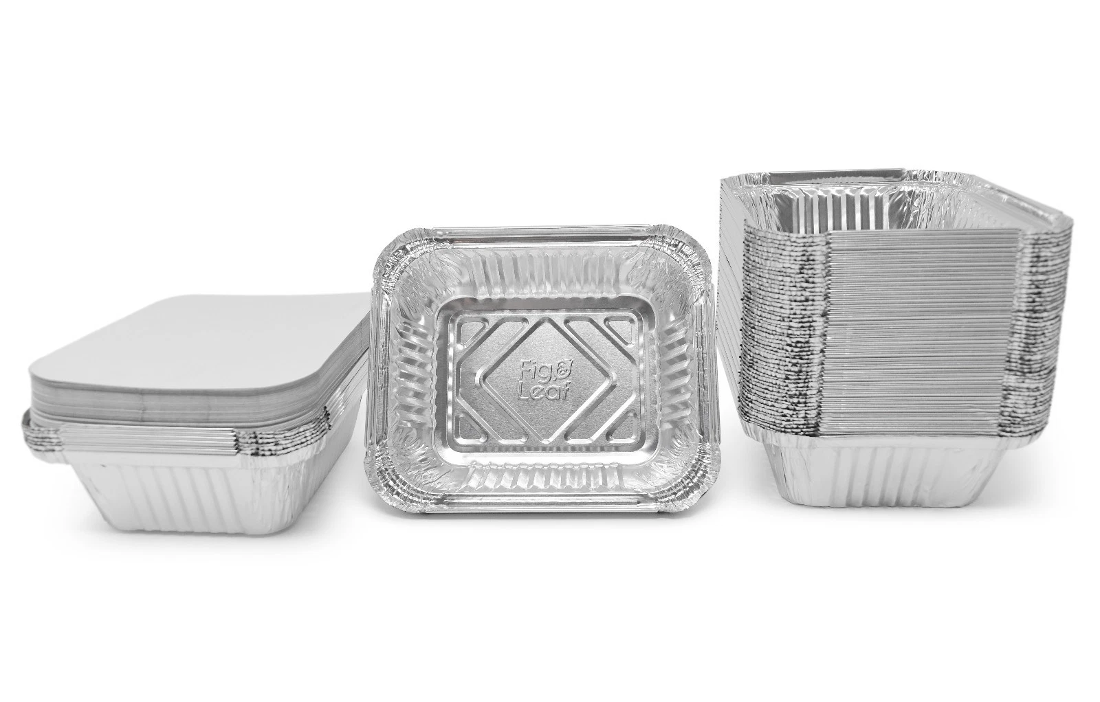 Fig & Leaf (480 Pack) Premium 1-LB Takeout Pans with LIDS - 5.6" x 4.6" x 1.9"