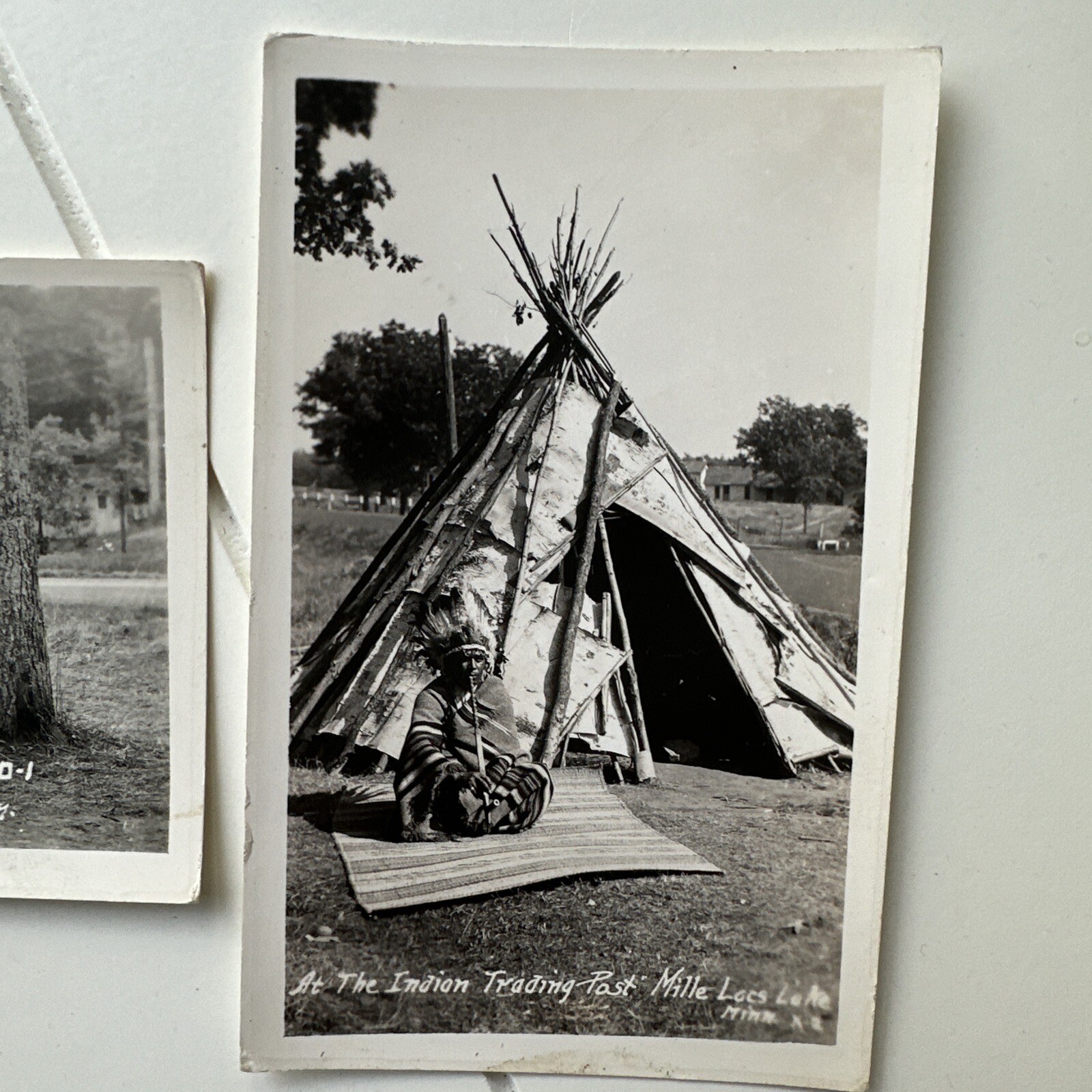 RPPC Postcard Onamia MN Minnesota Indian Trading Post Mille Lacs Lake