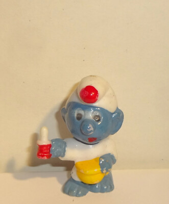 SCHLAFMÜTZE SCHLUMPF *zw. Augen weiß besprüht* E. D. D. S. Schlümpfe 1983 ORIG.