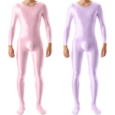 Mens Spandex Full Bodystocking Catsuit Bodysuit Shiny Stretchy Jumpsuit Clubwear