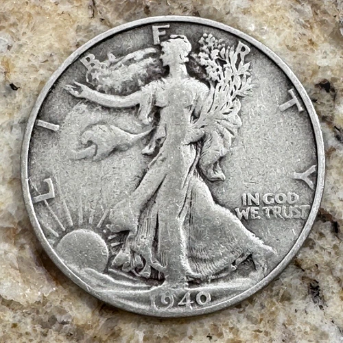 1940-S Walking Liberty Half Dollar, 90% Silver Coin, Very Fine
