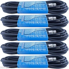 5-PACK XLR pro audio mic microphone extension cables powered monitor cords 15ft