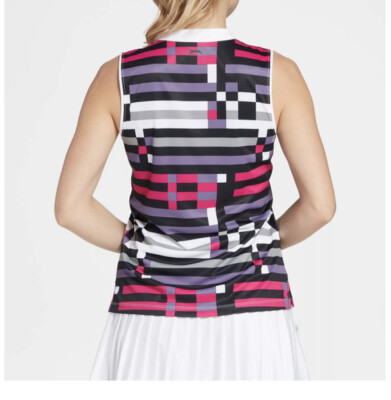 Slazenger Women’s Black Pixel Printed Sleeveless Golf Polo Top Shirt XS NWT